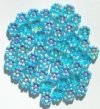 50 8mm Transparent Aqua AB Flower Beads